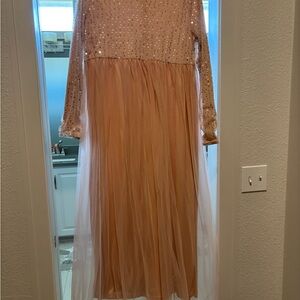 Charming Peach Sequin Formal Dress